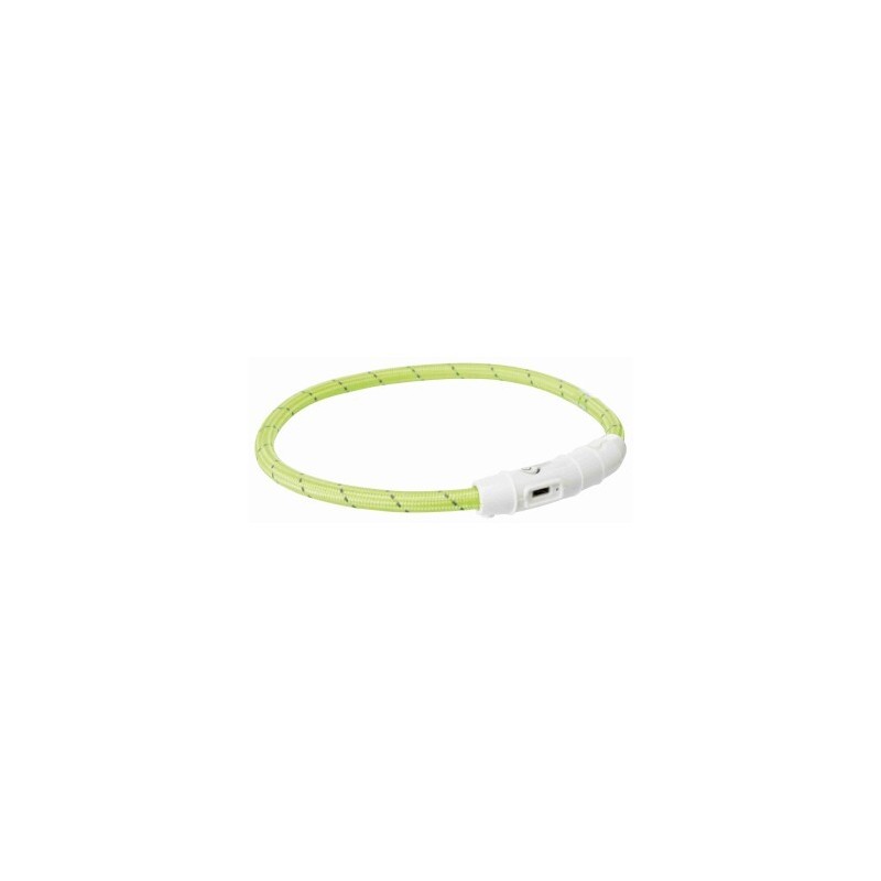 Trixie Flash Leuchtring USB, Nylon grün M-L