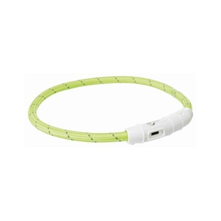 Trixie Flash Leuchtring USB, Nylon grün M-L