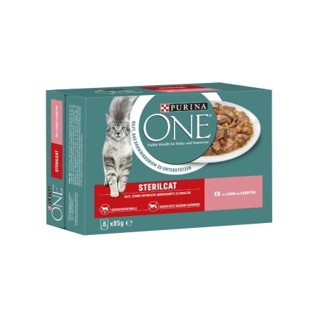 Purina ONE  STERILCAT Nassfutter Katze Adult zarte Stückchen in Sauce 8x85 g