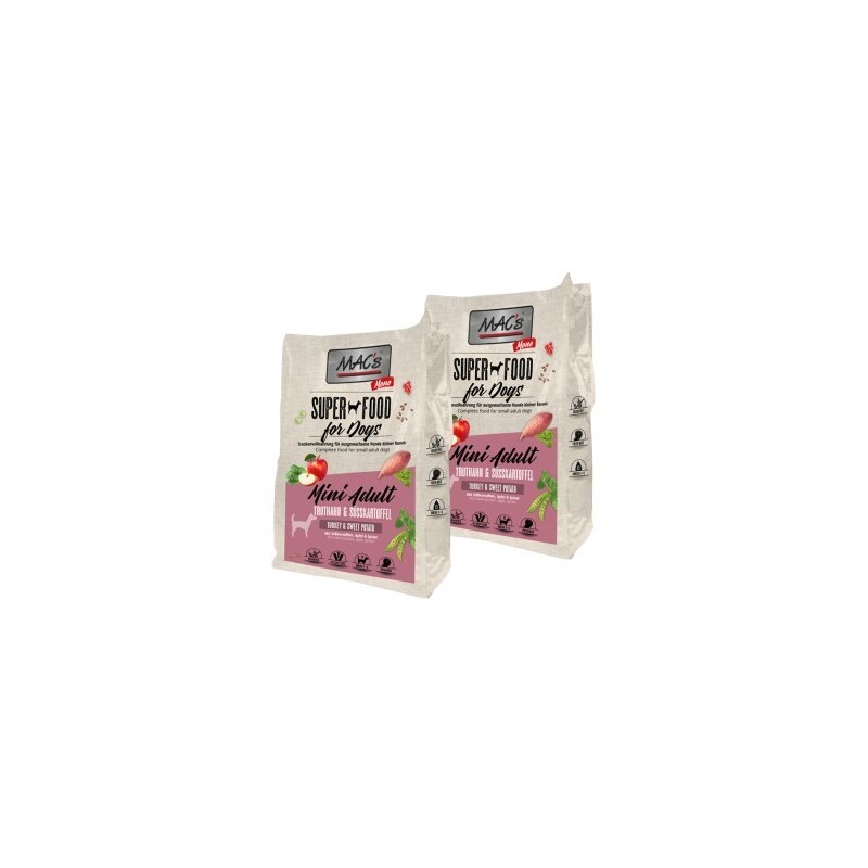 MAC's Dog Mono Mini Adult Trockenfutter Truthahn und Süßkartoffel 2x7 kg