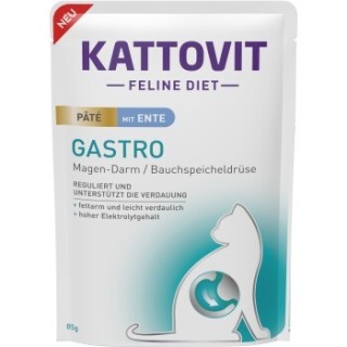 KATTOVIT Feline Diet Nassfutter Katze Gastro Adult Paté 10x85 g Ente