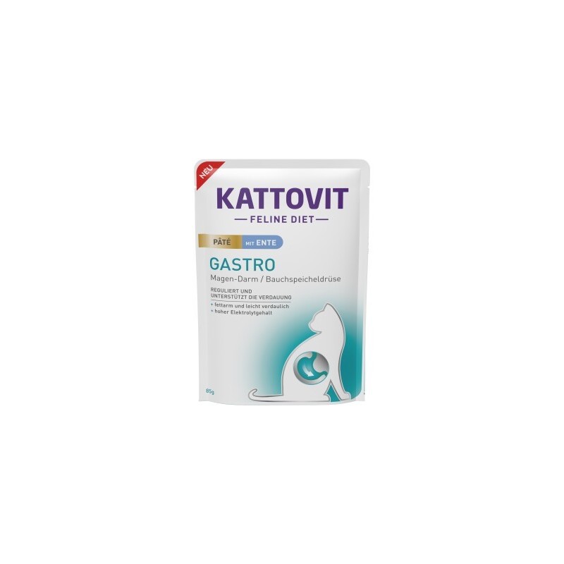 KATTOVIT Feline Diet Nassfutter Katze Gastro Adult Paté 10x85 g Ente