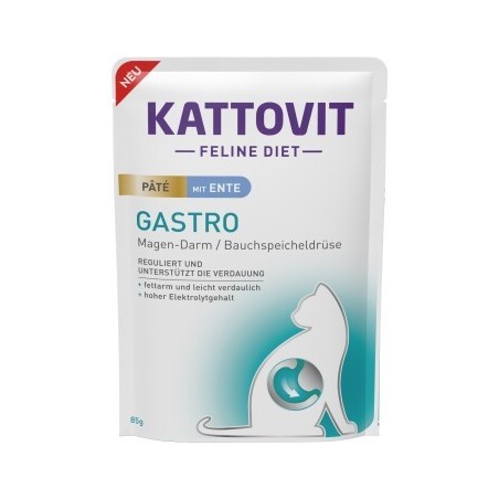 KATTOVIT Feline Diet Nassfutter Katze Gastro Adult Paté 10x85 g Ente