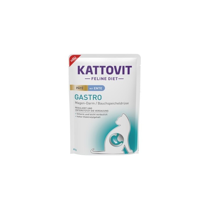 KATTOVIT Feline Diet Nassfutter Katze Gastro Adult Paté 10x85 g Ente