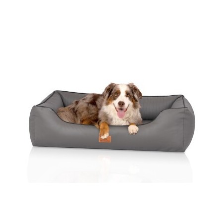Knuffelwuff orthopädisches Hundebett aus Kunstleder Lovelock grau XXL