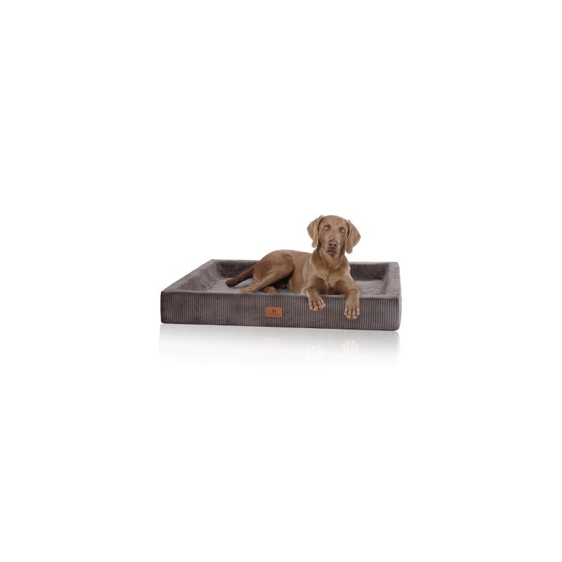 Knuffelwuff orthopädisches Hundebett aus Cord mit Handwebcharakter Santiago braun/ grau XL