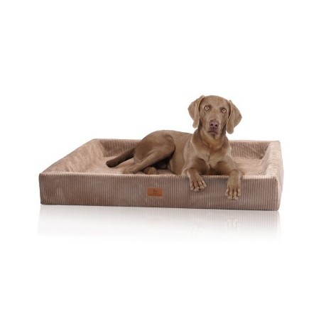 Knuffelwuff orthopädisches Hundebett aus Cord mit Handwebcharakter Santiago braun XL