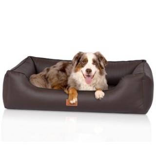 Knuffelwuff orthopädisches Hundebett aus Kunstleder Lovelock braun XL