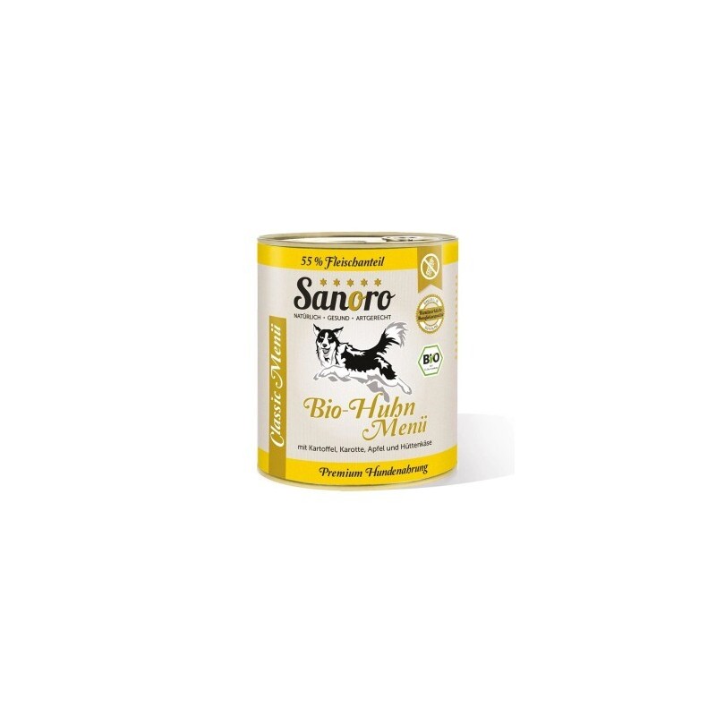 Sanoro Menü Classic vom Bio-Huhn mit 55 % Fleischanteil 6x800g