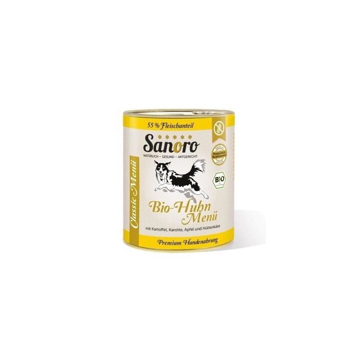 Sanoro Menü Classic vom Bio-Huhn mit 55 % Fleischanteil 6x800g