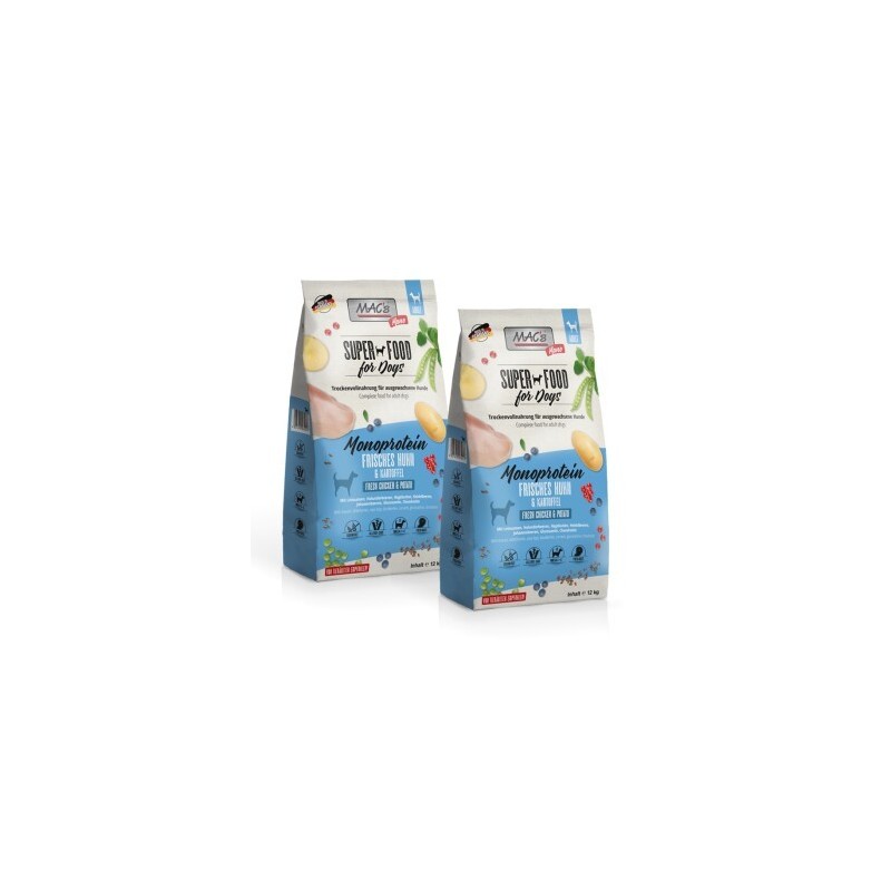 MAC's Dog Mono Adut Trockenfutter Huhn 2x12 kg
