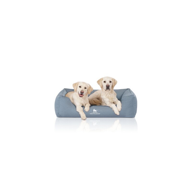 Knuffelwuff Orthopädisches Wasserabweisendes Hundebett Leon aus Velours mit Handwebcharakter hellblau XL