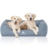Knuffelwuff Orthopädisches Wasserabweisendes Hundebett Leon aus Velours mit Handwebcharakter hellblau XL