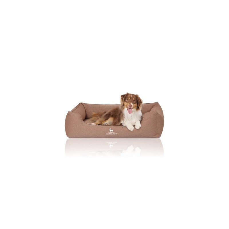 Knuffelwuff Orthopädisches Hundebett Leano aus Velours mit Handwebcharakter hellbraun XXL