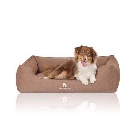 Knuffelwuff Orthopädisches Hundebett Leano aus Velours mit Handwebcharakter hellbraun XXL