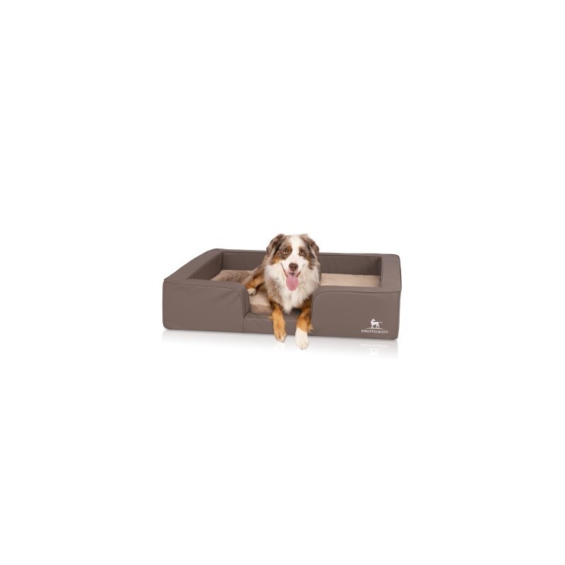 Knuffelwuff orthopädisches Hundebett mit Wendekissen aus Kunstleder Indianapolis grau XL