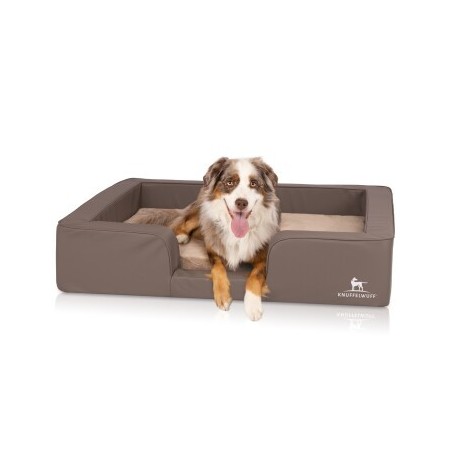 Knuffelwuff orthopädisches Hundebett mit Wendekissen aus Kunstleder Indianapolis grau XL