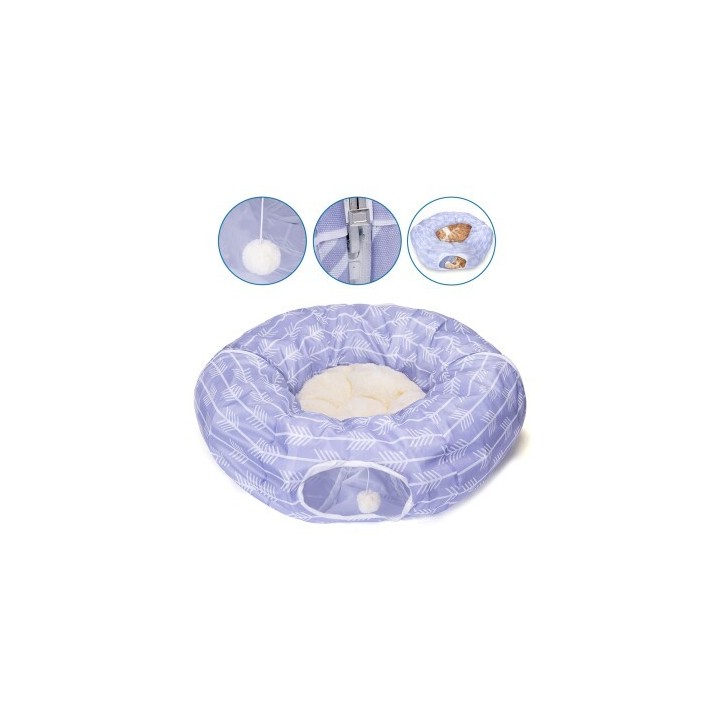 nobleza runder Katzentunnel aus Oxford-Stoff und Liegefläche