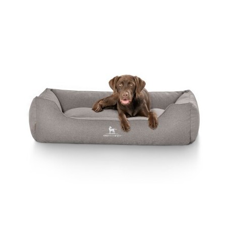 Knuffelwuff Hundebett Crispino aus Velours mit Handwebcharakter grau XXL