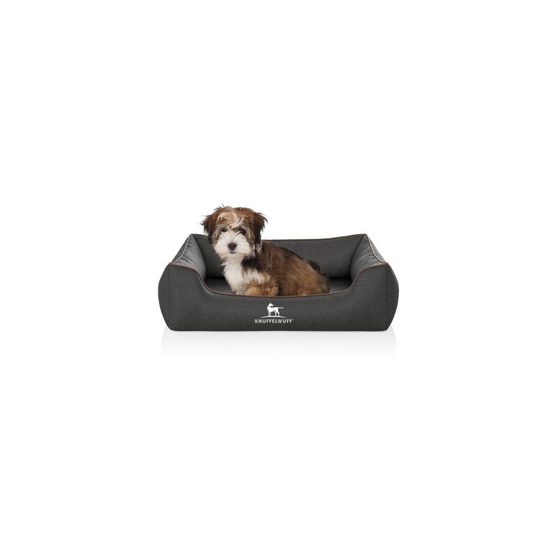 Knuffelwuff Orthopädisches Hundebett Amelie aus Velours mit Handwebcharakter schwarz M-L