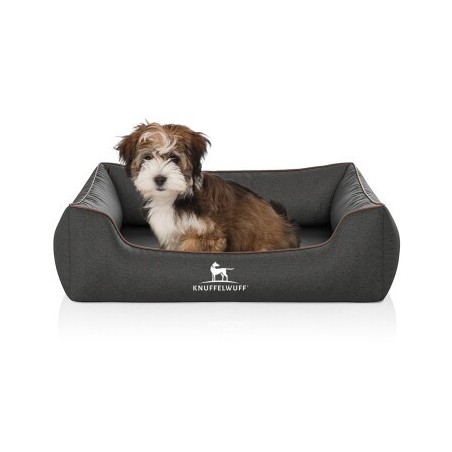 Knuffelwuff Orthopädisches Hundebett Amelie aus Velours mit Handwebcharakter schwarz M-L