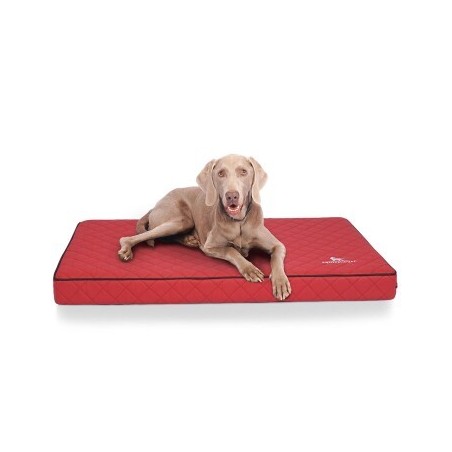Knuffelwuff Orthopädische Hundematte Juna aus laser-gestepptem Kunstleder rot XXXL