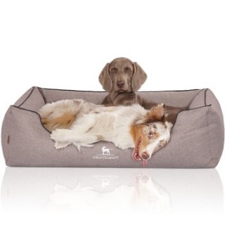 Knuffelwuff Orthopädisches Hundebett Wippo aus Velours mit Handwebcharakter grau XL