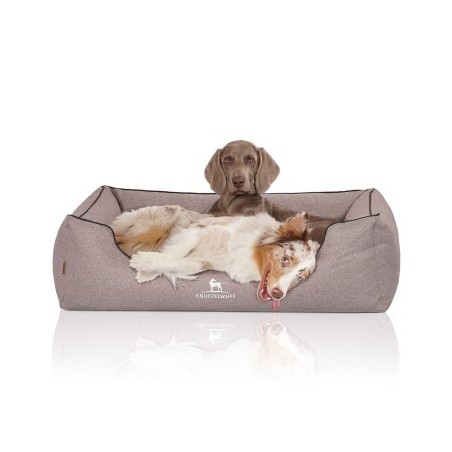 Knuffelwuff Orthopädisches Hundebett Wippo aus Velours mit Handwebcharakter grau XL