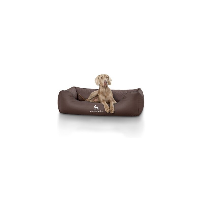 Knuffelwuff Orthopädisches Hundebett Madison aus laser-gestepptem Kunstleder braun XL