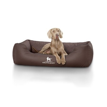 Knuffelwuff Orthopädisches Hundebett Madison aus laser-gestepptem Kunstleder braun XL