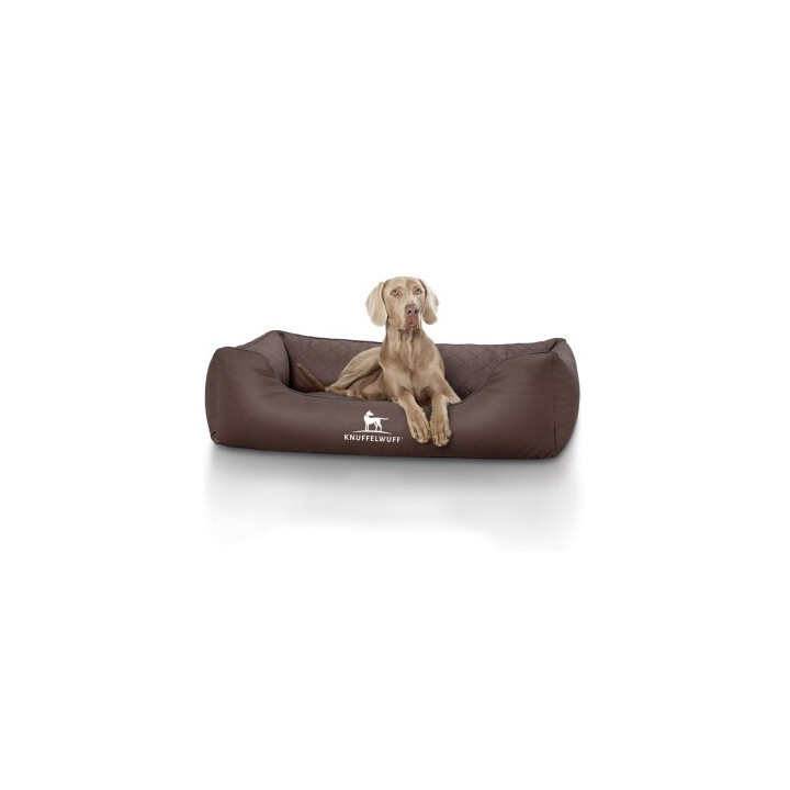 Knuffelwuff Orthopädisches Hundebett Madison aus laser-gestepptem Kunstleder braun XL