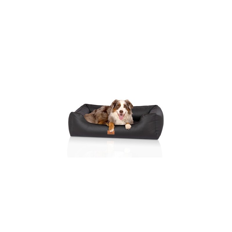 Knuffelwuff orthopädisches Hundebett Montana aus Kunstleder schwarz XL
