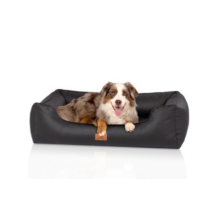 Knuffelwuff orthopädisches Hundebett Montana aus Kunstleder schwarz XL