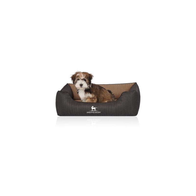 Knuffelwuff Orthopädisches Hundebett Outback aus laser-gestepptem Kunstleder creme/ schwarz M-L