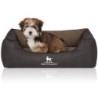 Knuffelwuff Orthopädisches Hundebett Outback aus laser-gestepptem Kunstleder schwarz/ gelb M-L
