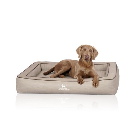 Knuffelwuff Orthopädisches Hundebett aus Laser gestepptem Kunstleder Montego grau M-L