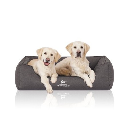 Knuffelwuff Orthopädisches Wasserabweisendes Hundebett Leon aus Velours mit Handwebcharakter anthrazit XXL