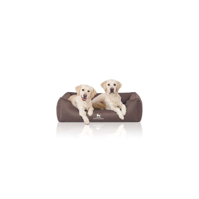 Knuffelwuff Orthopädisches Wasserabweisendes Hundebett Leon aus Velours mit Handwebcharakter braun/ grau XXL