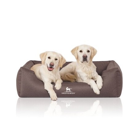 Knuffelwuff Orthopädisches Wasserabweisendes Hundebett Leon aus Velours mit Handwebcharakter braun/ grau XXL