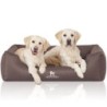 Knuffelwuff Orthopädisches Wasserabweisendes Hundebett Leon aus Velours mit Handwebcharakter braun/ grau XXL