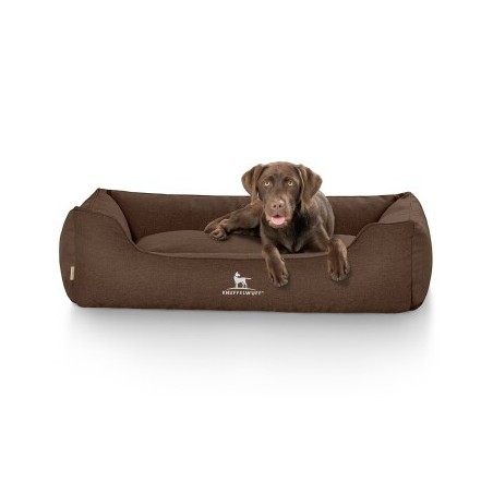 Knuffelwuff Hundebett Crispino aus Velours mit Handwebcharakter braun XXXL