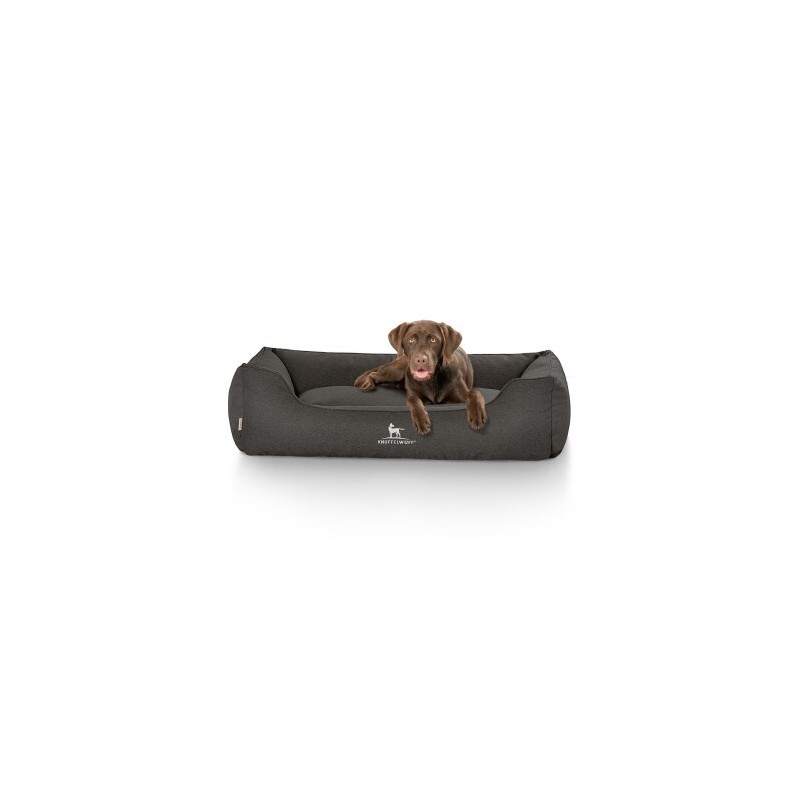 Knuffelwuff Hundebett Crispino aus Velours mit Handwebcharakter schwarz XXXL