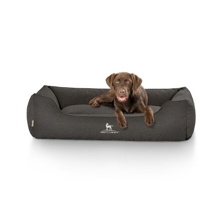 Knuffelwuff Hundebett Crispino aus Velours mit Handwebcharakter schwarz XXXL
