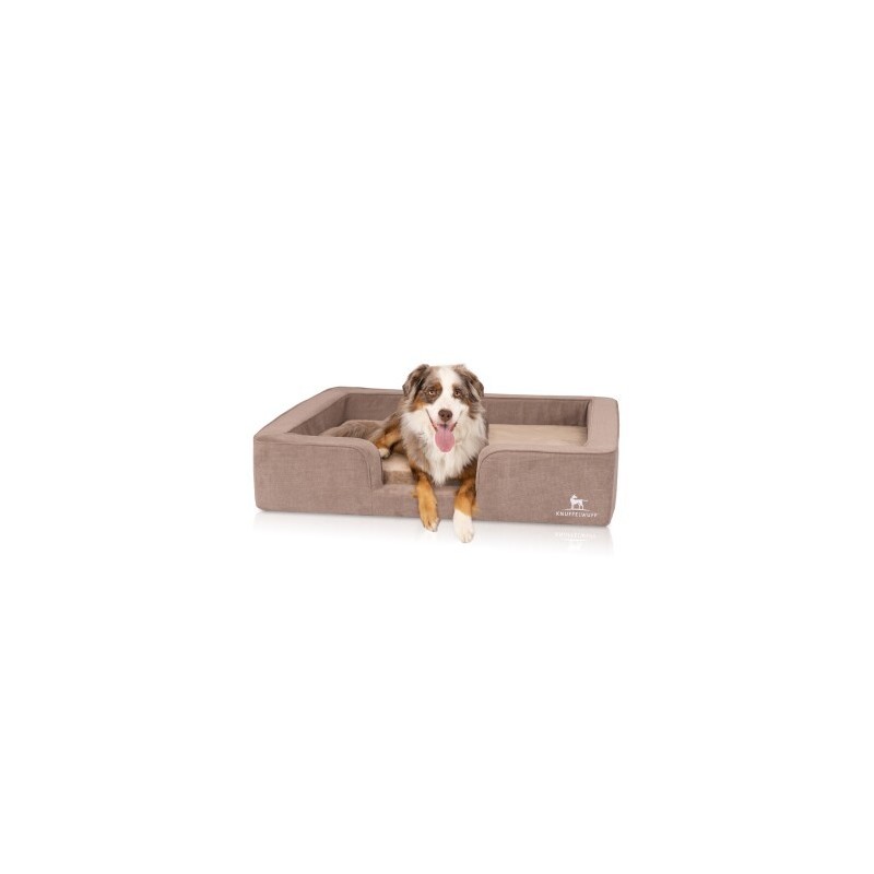 Knuffelwuff orthopädisches Hundebett mit Wendekissen aus Velours Bellamy braun M-L