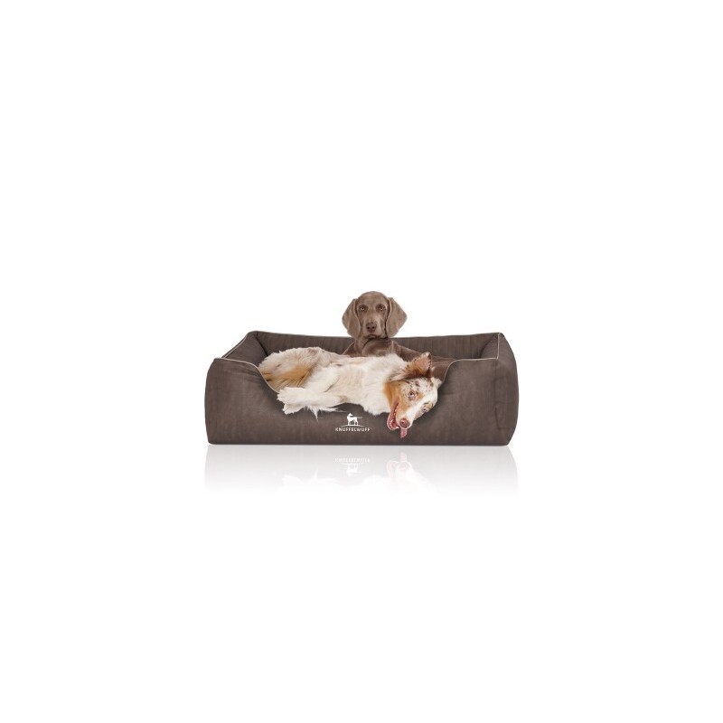 Knuffelwuff Orthopädisches Hundebett Tampa aus laser-gestepptem Kunstleder braun/ grau XL
