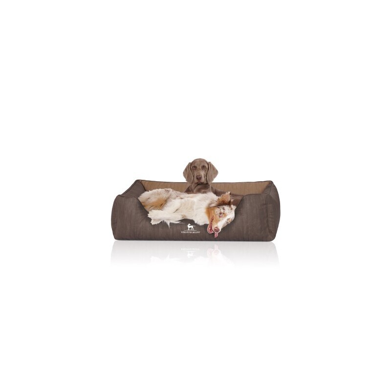 Knuffelwuff Orthopädisches Hundebett Outlander aus laser-gestepptem Kunstleder braun/ caramell XL