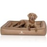 Knuffelwuff Orthopädisches Hundebett aus Laser gestepptem Kunstleder Montego braun/ beige XL