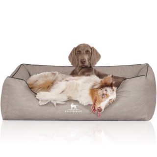 Knuffelwuff Orthopädisches Hundebett Rockland aus Kunstleder hellgrau XXL
