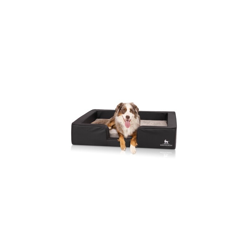 Knuffelwuff orthopädisches Hundebett mit Wendekissen aus Kunstleder Indianapolis schwarz XL