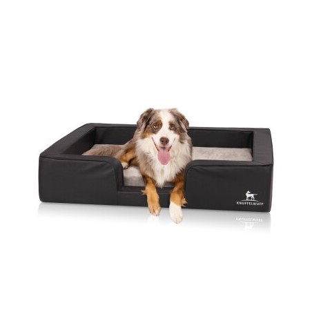 Knuffelwuff orthopädisches Hundebett mit Wendekissen aus Kunstleder Indianapolis schwarz XL